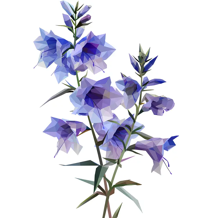 Polygonal Blue Flowers in Full Bloom