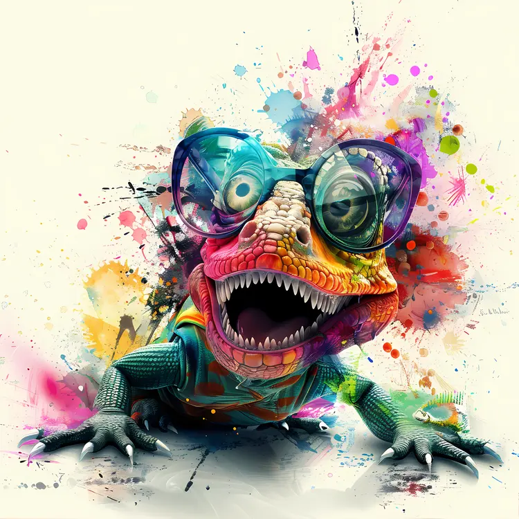 Colorful Lizard with Glasses