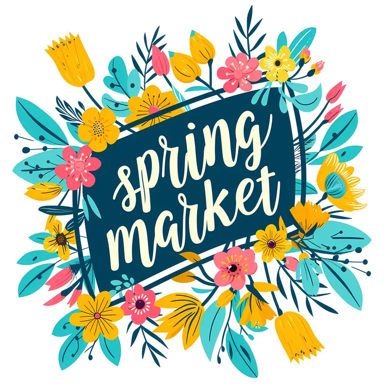 Spring Market with Colorful Flowers