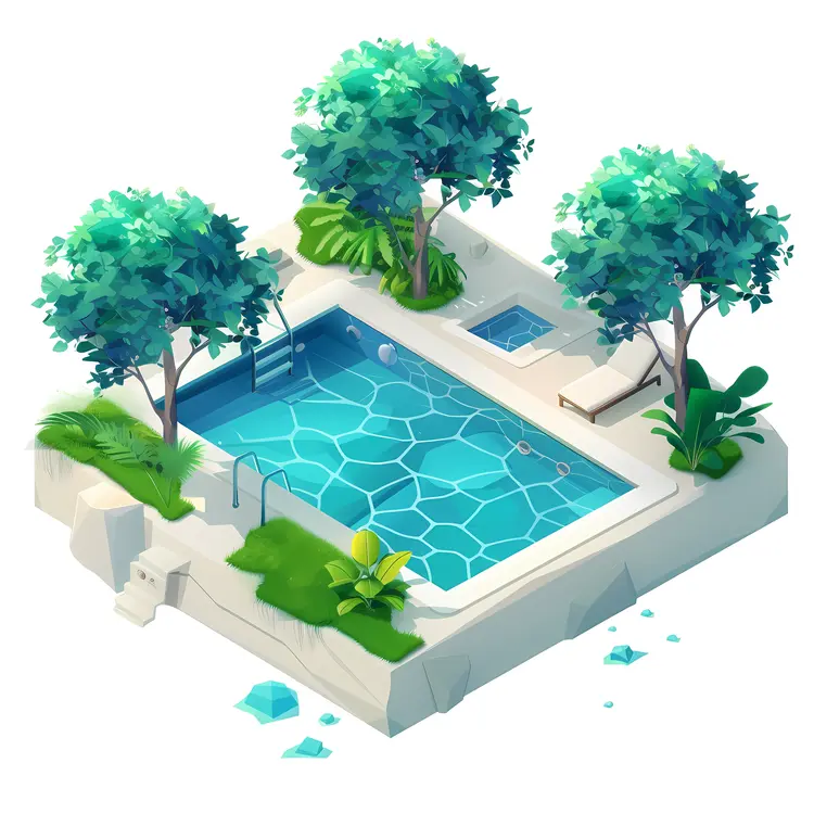 Rectangular Swimming Pool with Trees