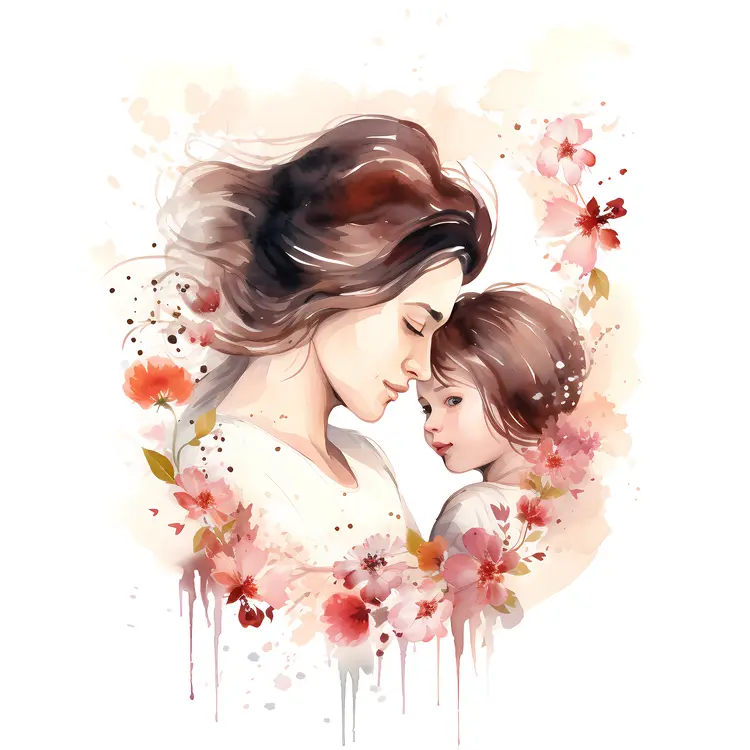 Mother and Child with Cherry Blossoms
