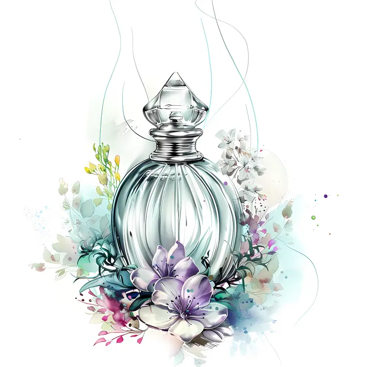 Delicate Glass Perfume Bottle with Floral Design