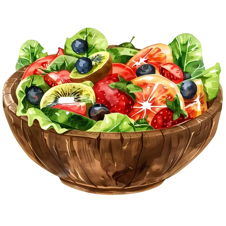 Colorful Fruit Salad with Kiwi and Berries