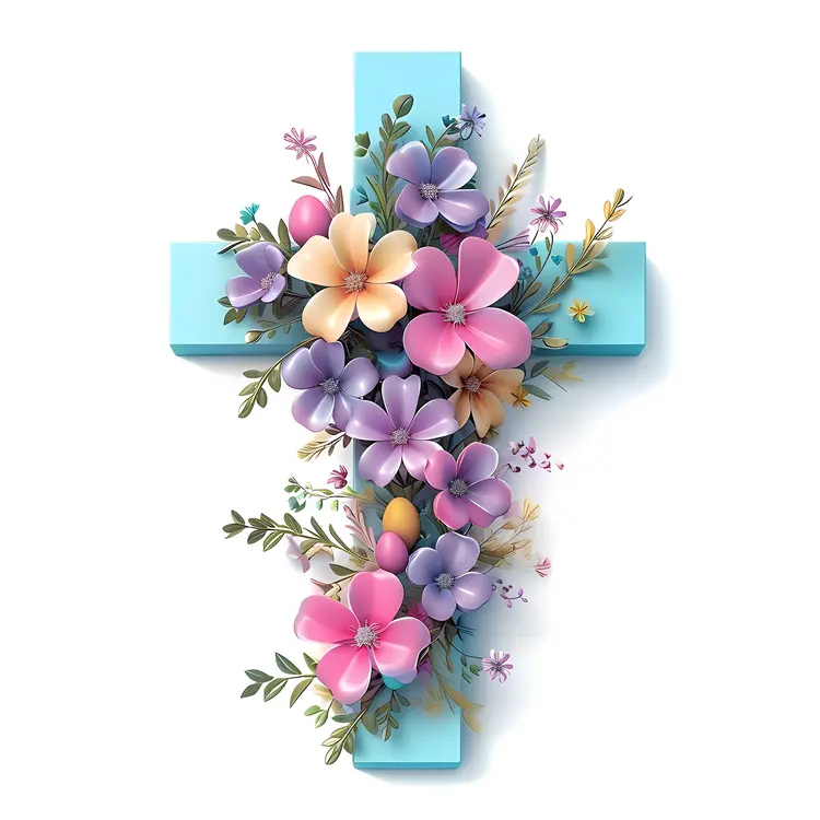 Blue Cross with Flowers