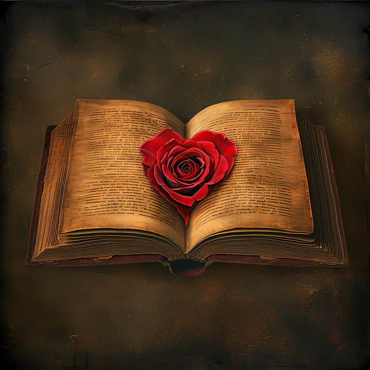 Red Rose on an Open Book