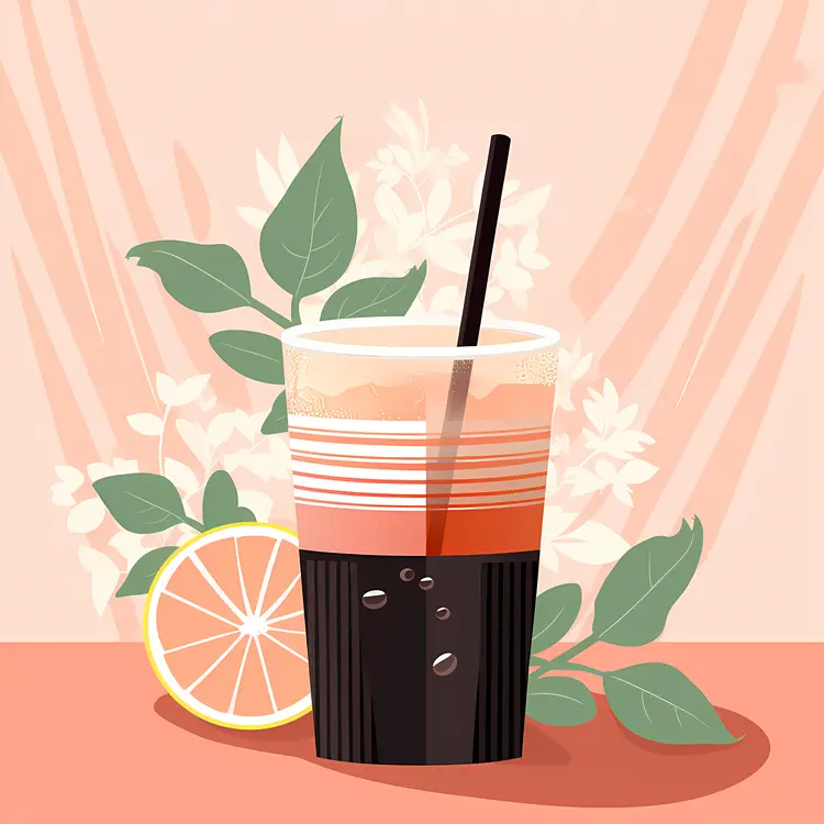 Glass with Black Drink and Lemon Slice