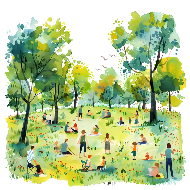 People Enjoying a Sunny Day in the Park