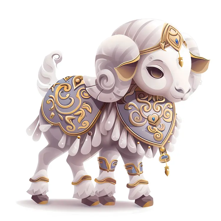 Decorative White Ram Illustration