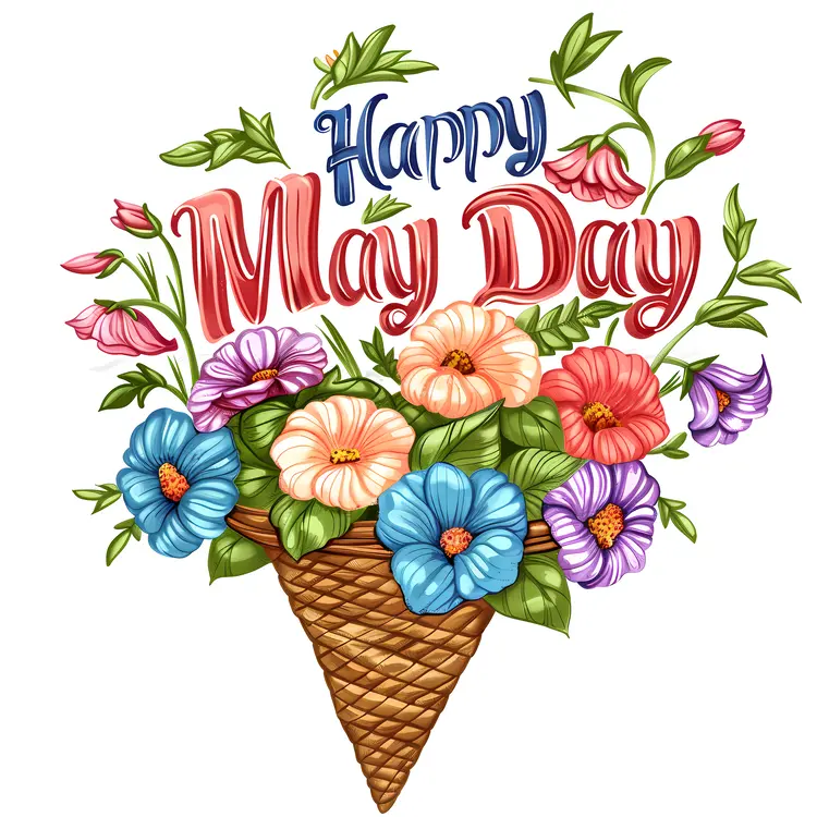 Happy May Day Floral Cone