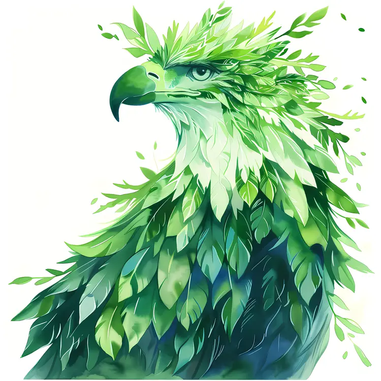 Nature-Inspired Green Feathered Bird