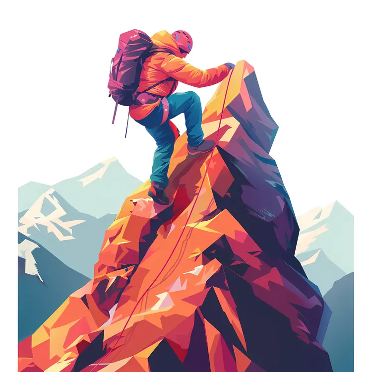Mountain Climber on a Steep Ascent