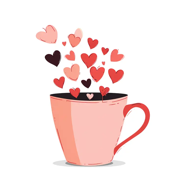Pink Cup with Hearts for Valentine's Day
