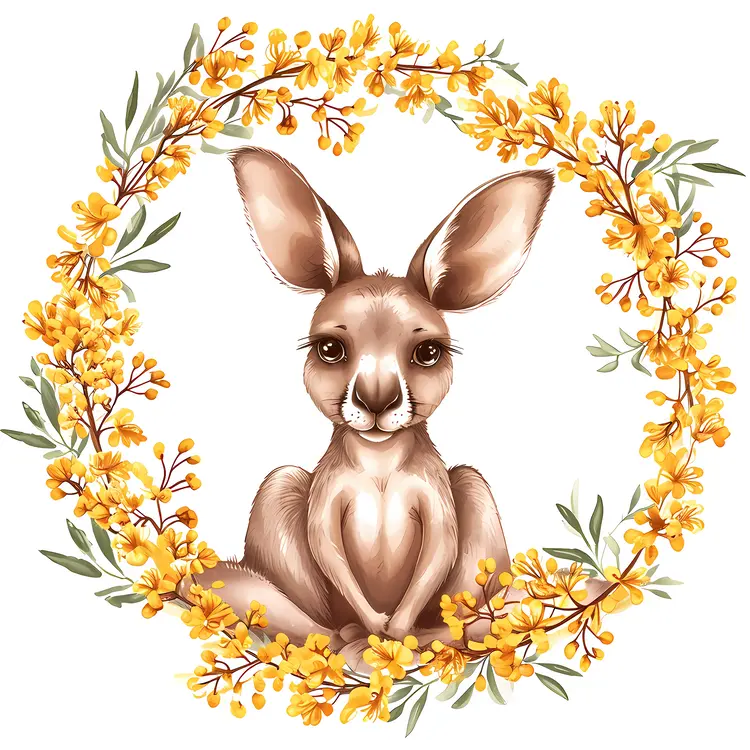 Kangaroo with Floral Circle