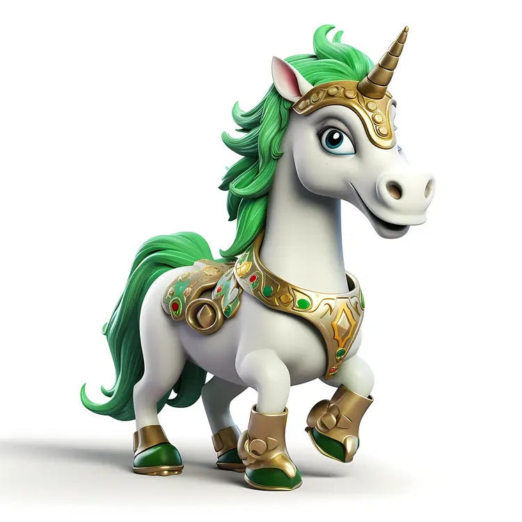Playful Cute Unicorn with Green Mane