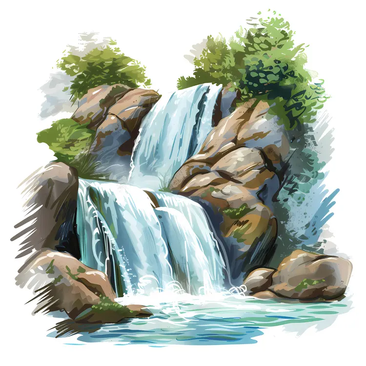 Serene Waterfall in Nature