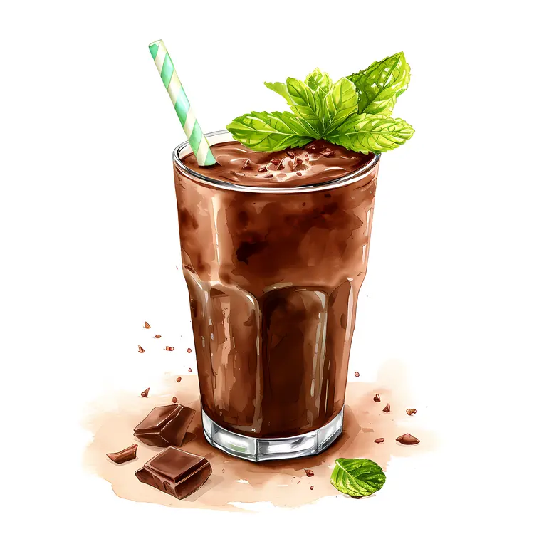 Chocolate Milkshake with Mint Leaves