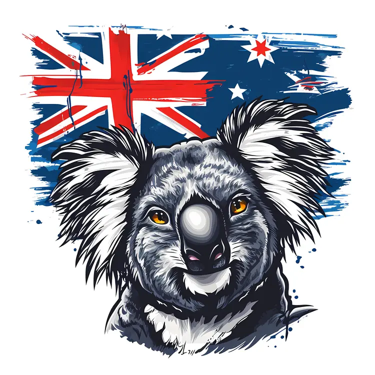 Koala with Australian Flag Background