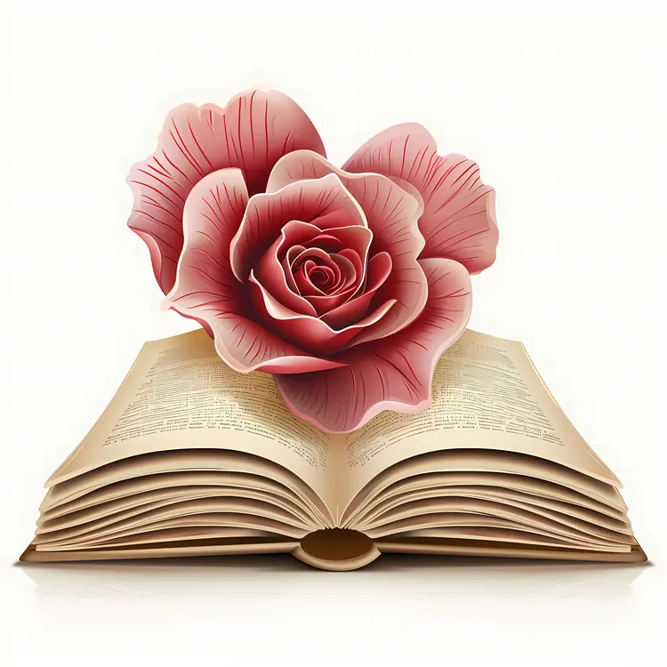 Pink Rose on Open Book