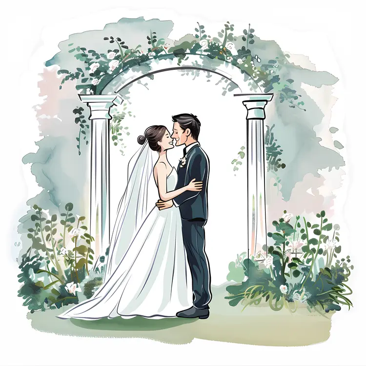 Bride and Groom at Garden Wedding