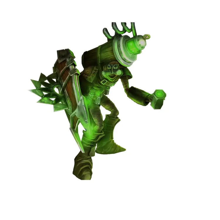 Green Robotic Character with Futuristic Design