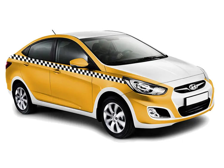 Yellow and White Taxi Car