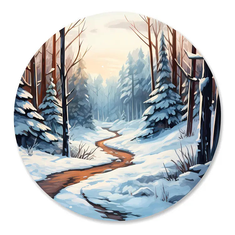 Snowy Forest Path in Winter