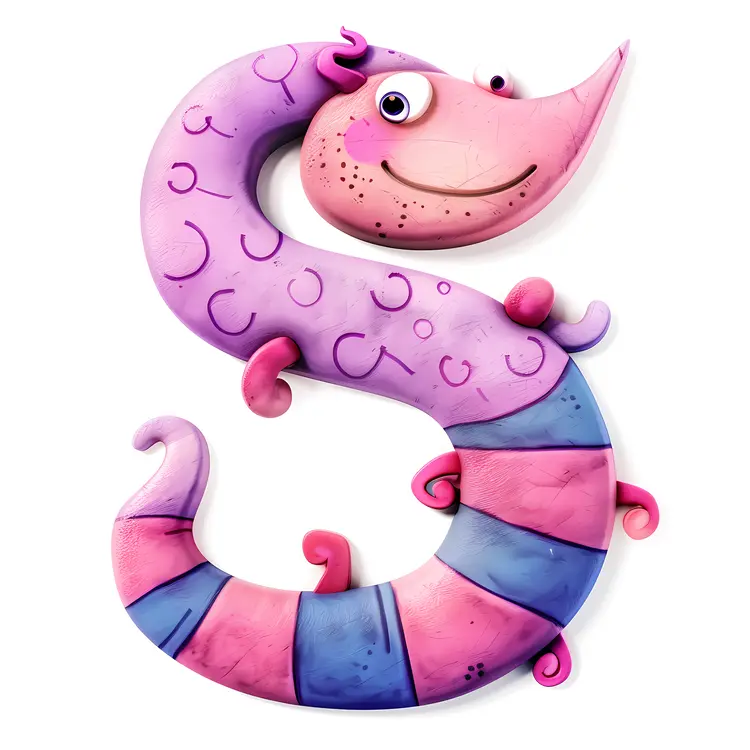 Cute Letter S with Purple Creature