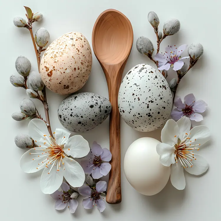 Beautiful Speckled Eggs with Flowers