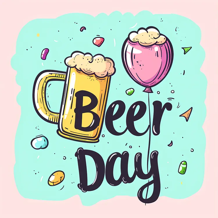 Beer Day Celebration with Mug and Balloon