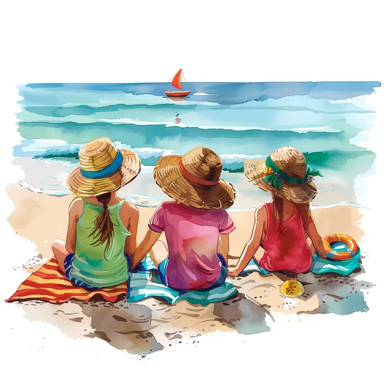 Three Girls Enjoying Beach