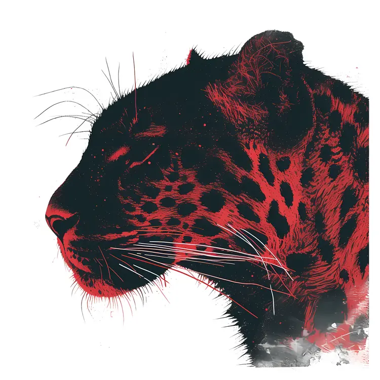 Red and Black Leopard Illustration