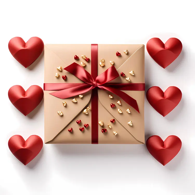 Gift Box with Small Hearts for Valentine's Day