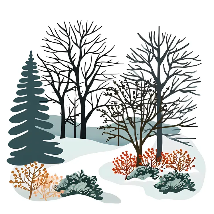Winter Landscape with Snow and Trees