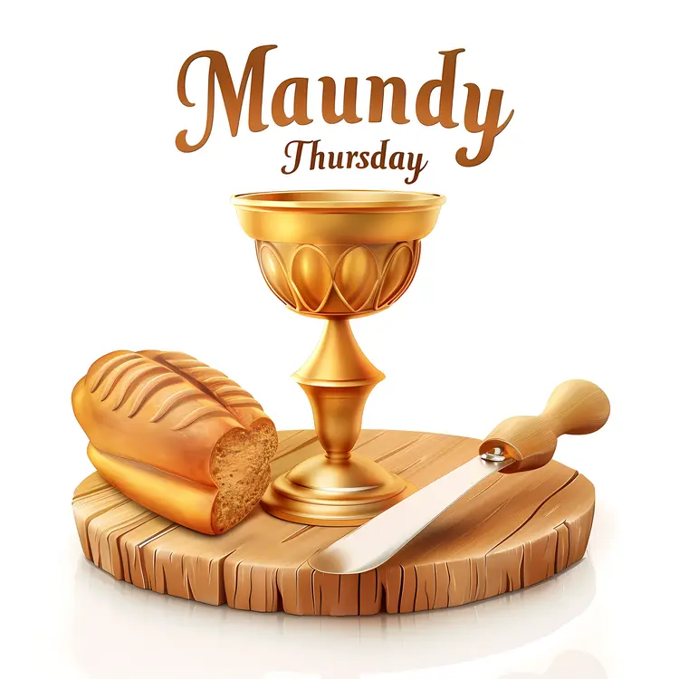 Golden Chalice and Bread for Maundy Thursday