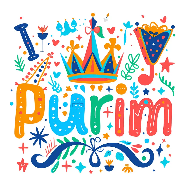 Purim Festival with Crown and Festive Decorations