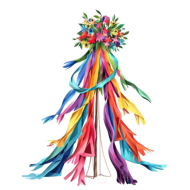 Maypole with Vibrant Ribbons