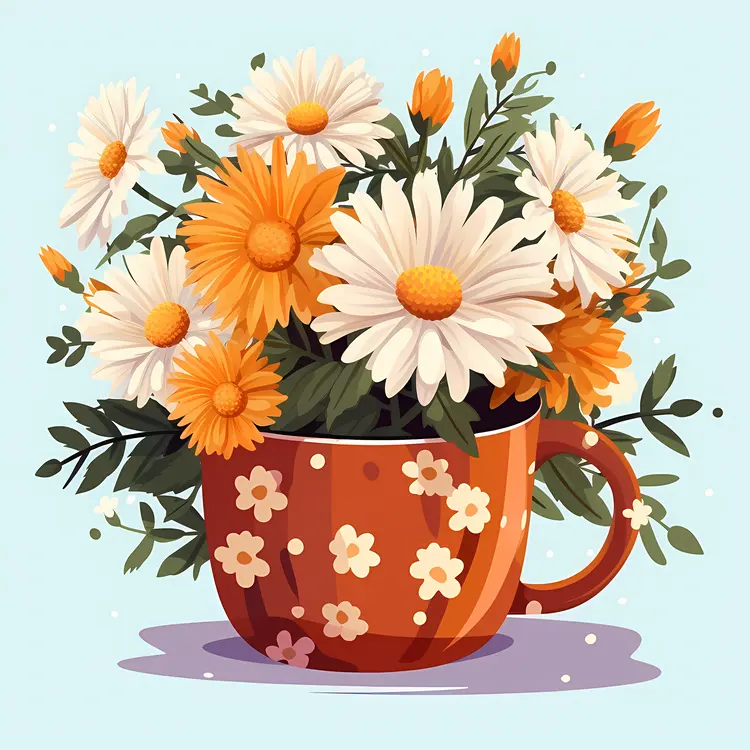 Charming Daisies in an Orange Cup