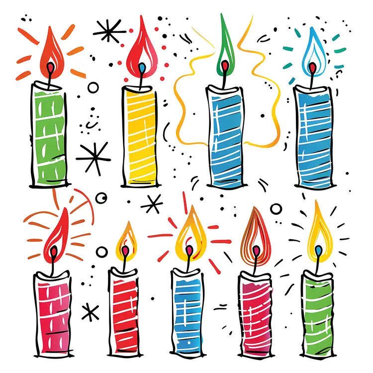Colorful Festive Candles with Stars