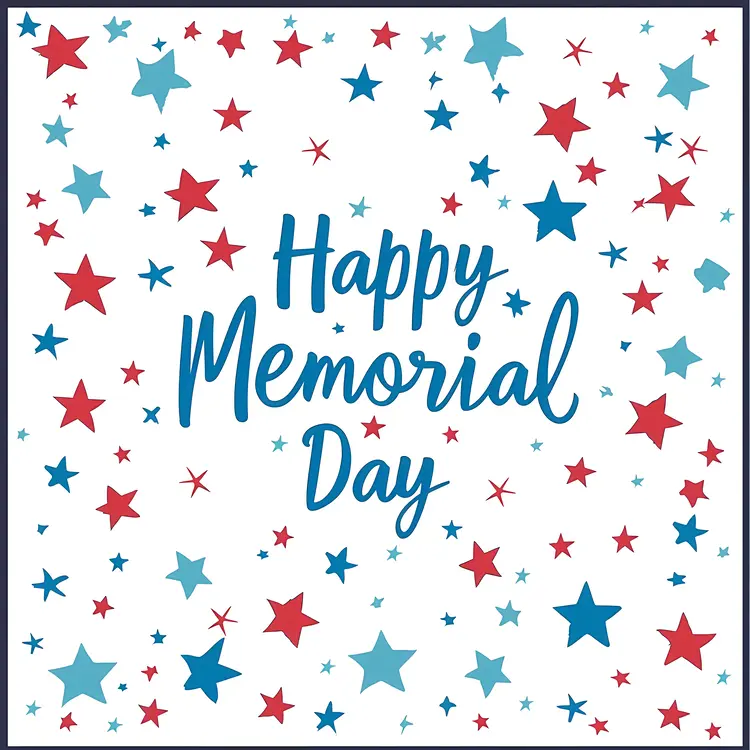 Happy Memorial Day with Red and Blue Stars