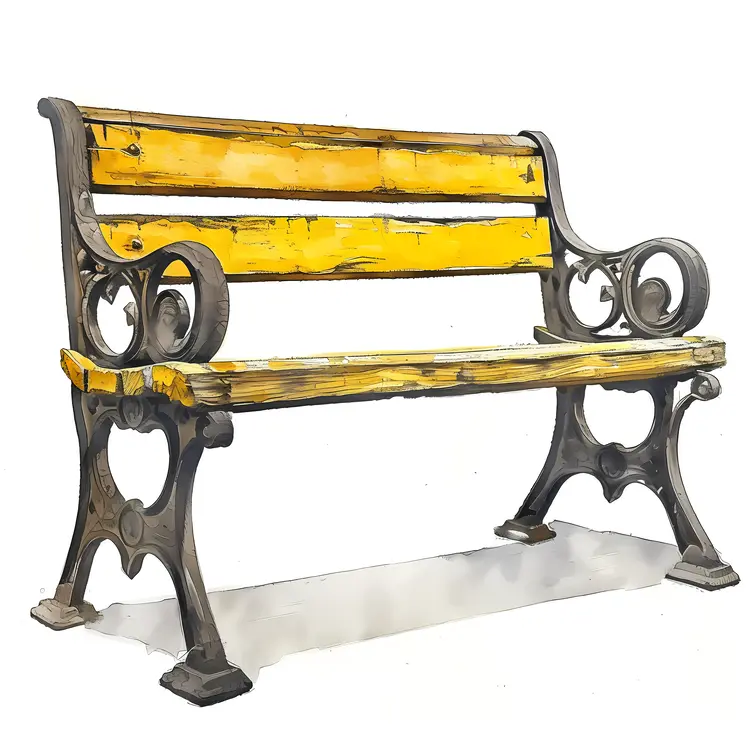 Rustic Yellow Bench