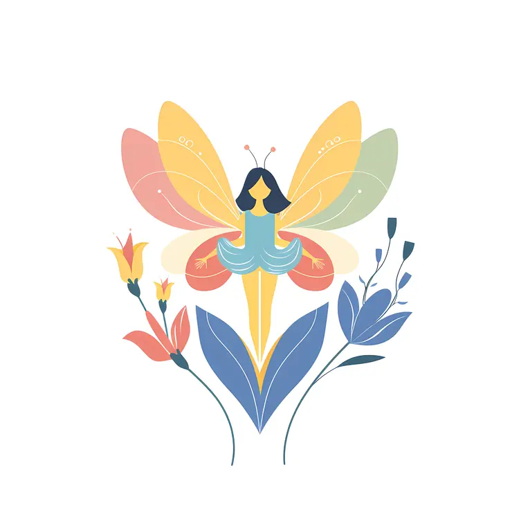 Minimalist Fairy with Flowers