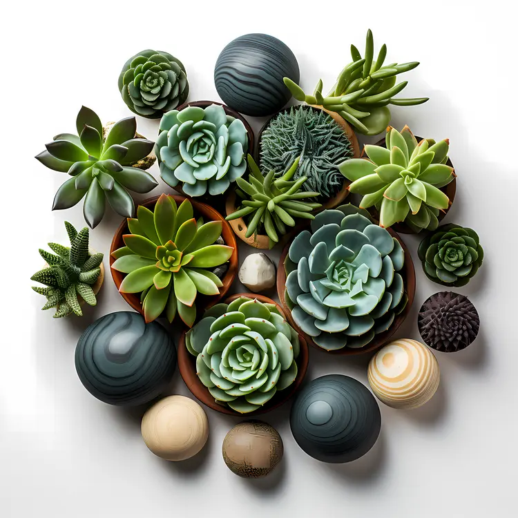 Green Succulent Collection in Small Pots