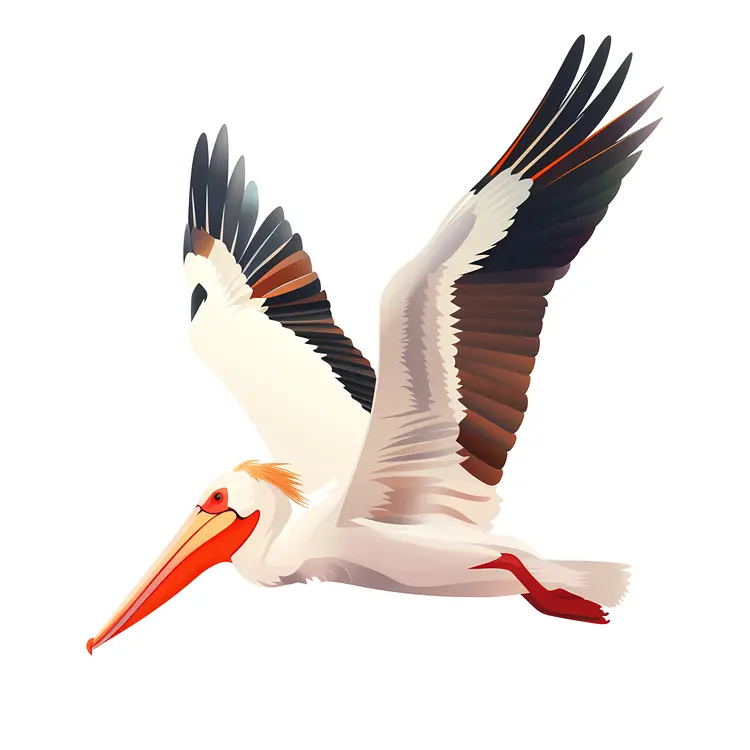 Flying Pelican with Outstretched Wings