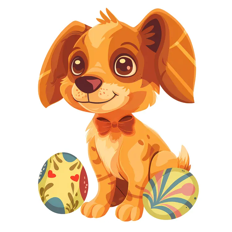 Cute Puppy with Easter Eggs