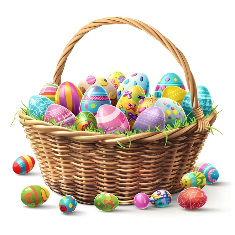 Colorful Easter Eggs in a Basket