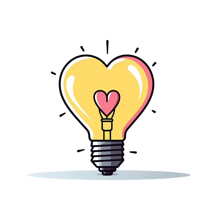 Cartoon Heart-shaped Light Bulb