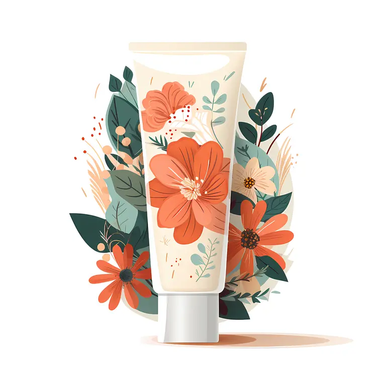 Cream Tube with Floral Design