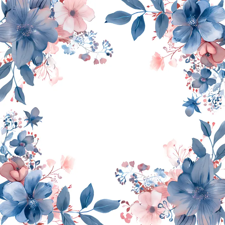 Charming Blue and Pink Floral Frame