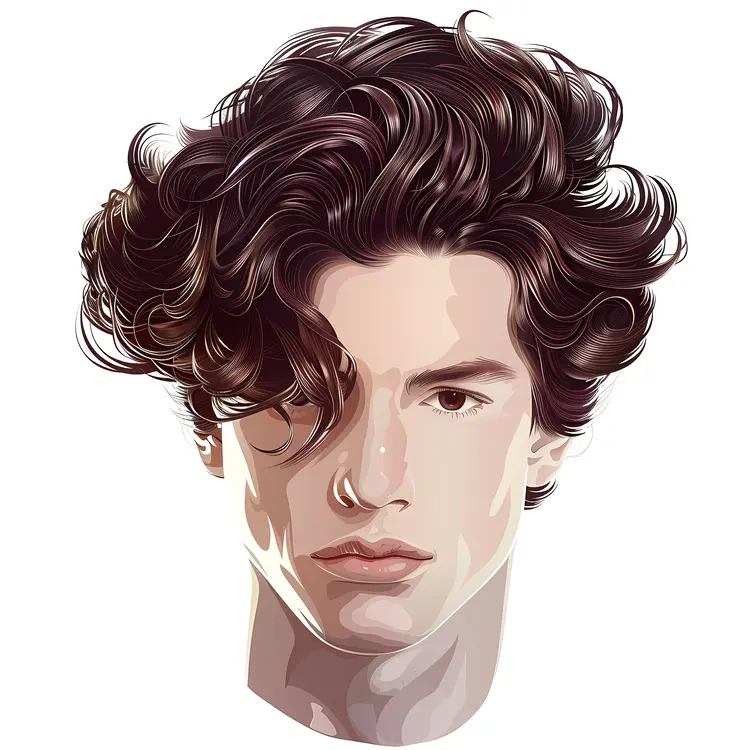 Man with Wavy Hair Illustration