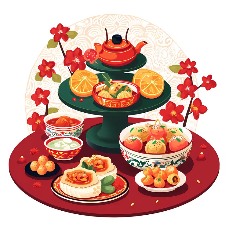 Chinese Tea Set with Snacks
